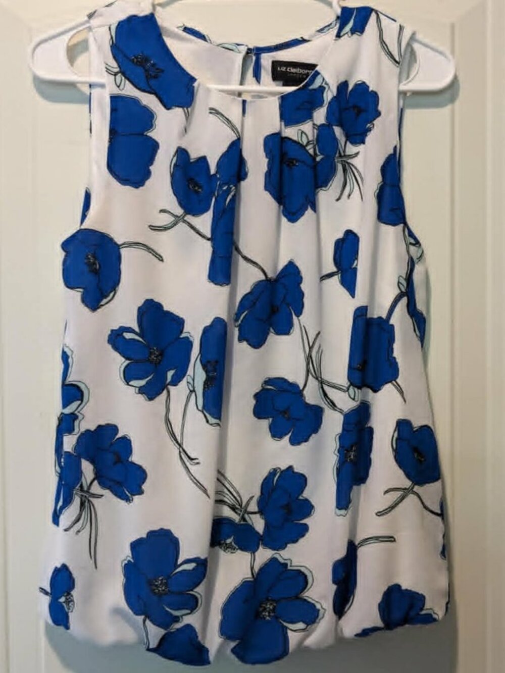 Liz Claiborne Career White Floral Sleeveless Shirt with Lining - Size S - EUC